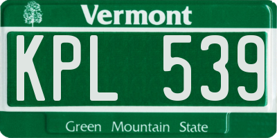 VT license plate KPL539