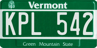 VT license plate KPL542