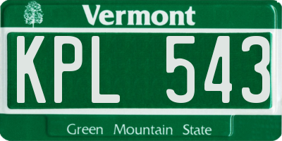 VT license plate KPL543