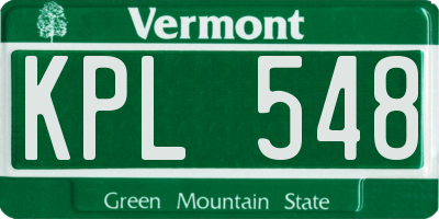 VT license plate KPL548