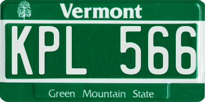 VT license plate KPL566