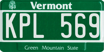 VT license plate KPL569