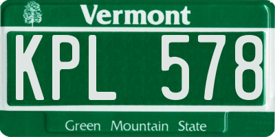 VT license plate KPL578