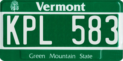 VT license plate KPL583