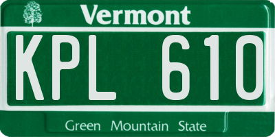 VT license plate KPL610
