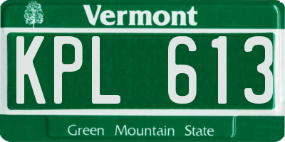 VT license plate KPL613