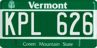 VT license plate KPL626