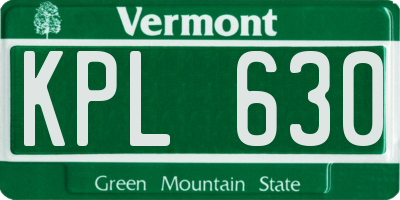 VT license plate KPL630
