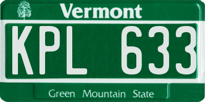 VT license plate KPL633