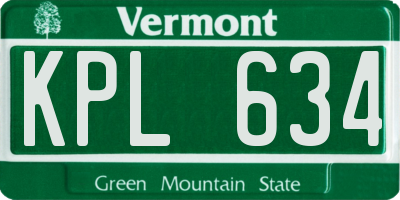 VT license plate KPL634