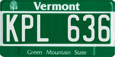 VT license plate KPL636