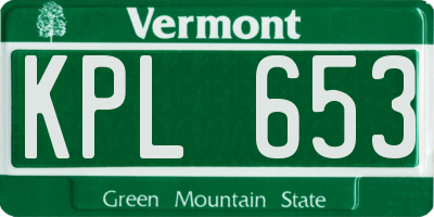 VT license plate KPL653