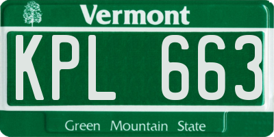 VT license plate KPL663