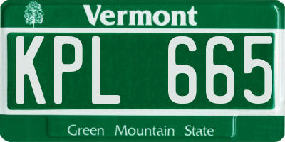 VT license plate KPL665