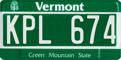 VT license plate KPL674