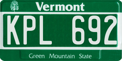 VT license plate KPL692