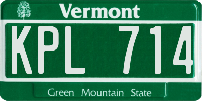 VT license plate KPL714