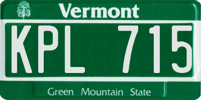 VT license plate KPL715