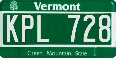 VT license plate KPL728