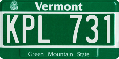 VT license plate KPL731