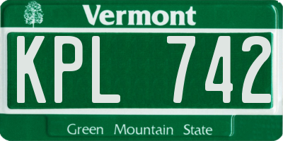 VT license plate KPL742