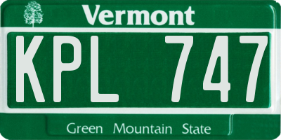 VT license plate KPL747