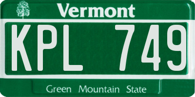 VT license plate KPL749