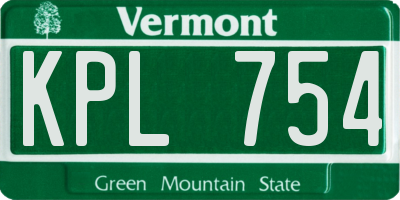 VT license plate KPL754