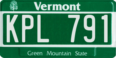 VT license plate KPL791