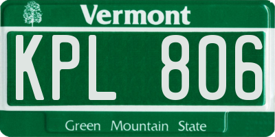 VT license plate KPL806