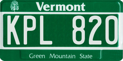 VT license plate KPL820