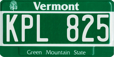 VT license plate KPL825