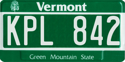 VT license plate KPL842