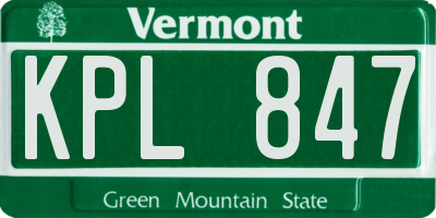 VT license plate KPL847