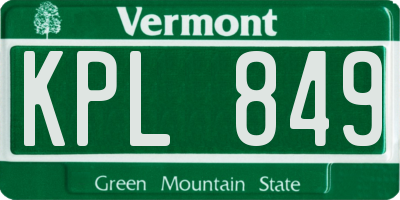 VT license plate KPL849