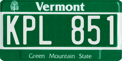 VT license plate KPL851