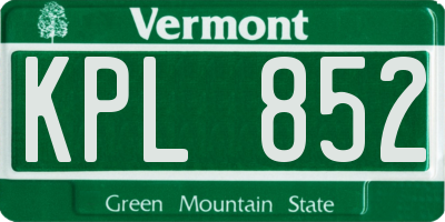 VT license plate KPL852