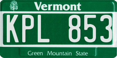 VT license plate KPL853