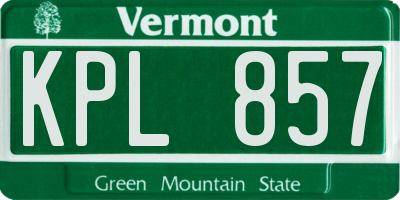 VT license plate KPL857