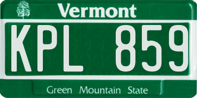 VT license plate KPL859