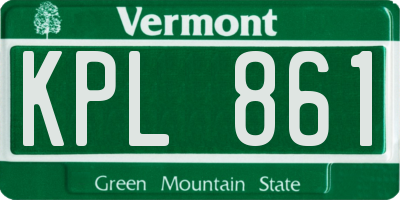 VT license plate KPL861