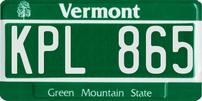 VT license plate KPL865