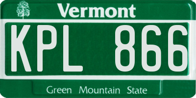 VT license plate KPL866