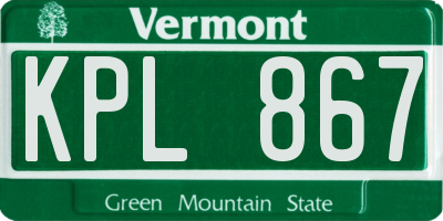 VT license plate KPL867