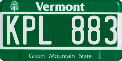 VT license plate KPL883