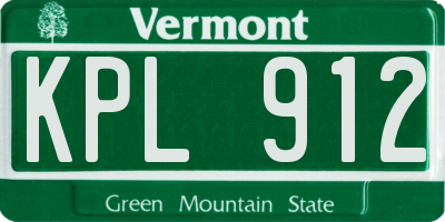 VT license plate KPL912