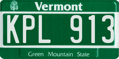 VT license plate KPL913