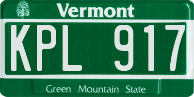 VT license plate KPL917