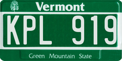 VT license plate KPL919