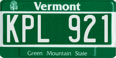 VT license plate KPL921